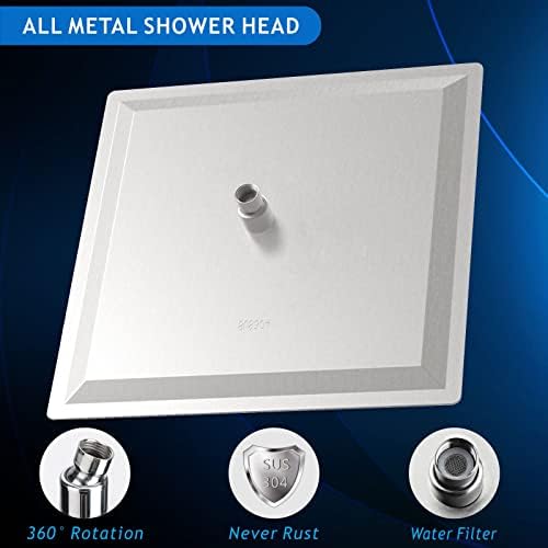 Voolan Oversize Rain Shower Head - High Flow Square Rainfall Showerhead - Waterfall Full Body Coverage - Universal Ceiling or Wall Mount (16 Inch, Brushed Nickel) - Image 2