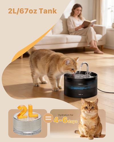 Cat Water Fountain Pet Fountain: 67oz/2L Cat Water Dispenser - Image 7