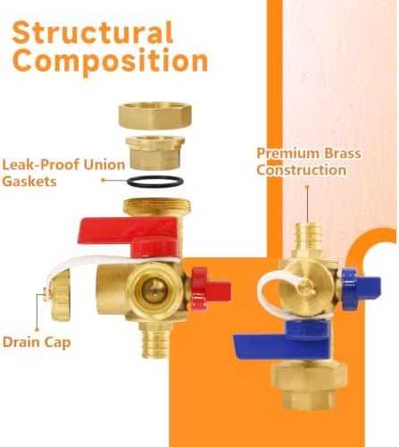 1PC HeSun 3/4" PEX-B Tankless Water Heater Service Valve Kit(Tool053-1) - Image 4
