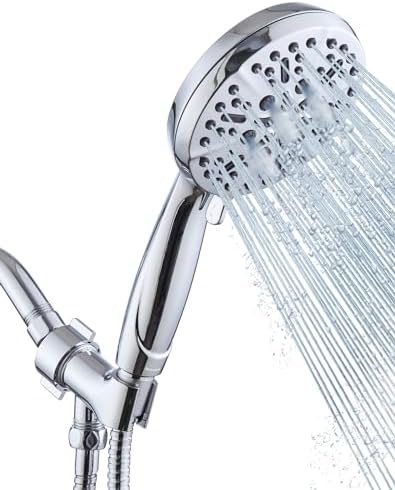Shower Head with Handheld High Pressure-Full Body Coverage Powerful Rain Showerhead Extra 60" Long Hose and Adjustable Brass Joint Holder- The Perfect Detachable Heads for Bathroom Upgrade by QualityOrientedManufacturer