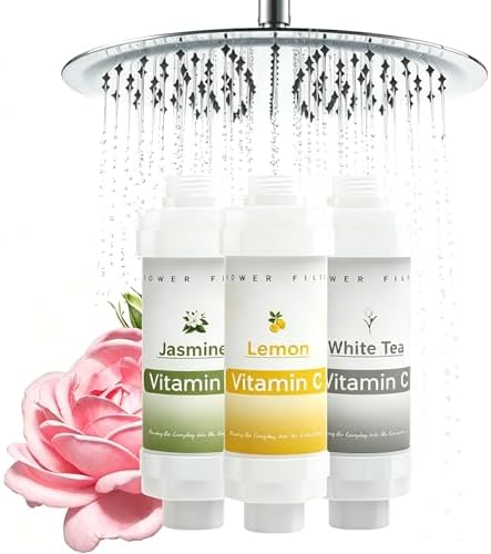 3 Pack Shower Head Filter Vitamin C Bathtub Shower Aromatherapy Replacement Cartridge Bathroom Accessories for Hard Water Filter Remove Chlorine Fluoride Heavy Metals Lemon + Jasmine + White Tea by Unknown