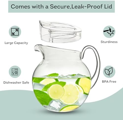 Lily's Home 115 oz Shatterproof plastic pitcher with lid, Large Capacity for both Indoor and Outdoor parties, for iced tea, lemonade, juice, margaritas, sangria and ice water - Image 2