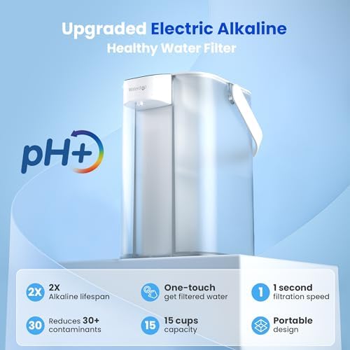 Waterdrop ED01AW Alkaline Electric Water Filter Pitcher, 15-Cup, White - Image 2