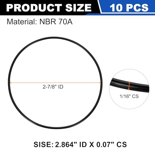 uxcell 10Pcs AS-040 NBR 70A O-Rings 2-7/8"ID x 1/16"CS/2.864"ID x 0.07"CS - Image 2