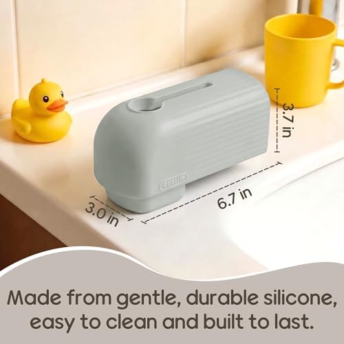 Roslim Baby Bathtub Faucet Cover, Upgraded Silicone Bath Faucet Cover for Kids, Bath Spout Cover for Baby, Faucet Cover for Bathtub Safety, Toddler Bath Tub Water Spout Cover, Universal Fit, Grey - Image 3