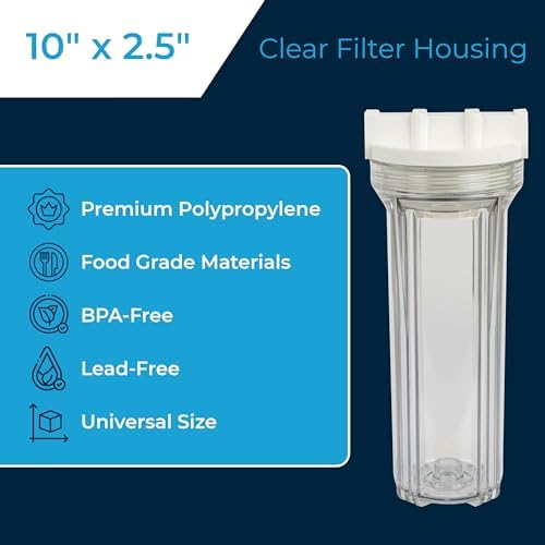 SpiroPure SP-FH-CL14 10 x 2.5 Clear Water Filter Housing, 1/4" NPT, 12 Pack - Image 2
