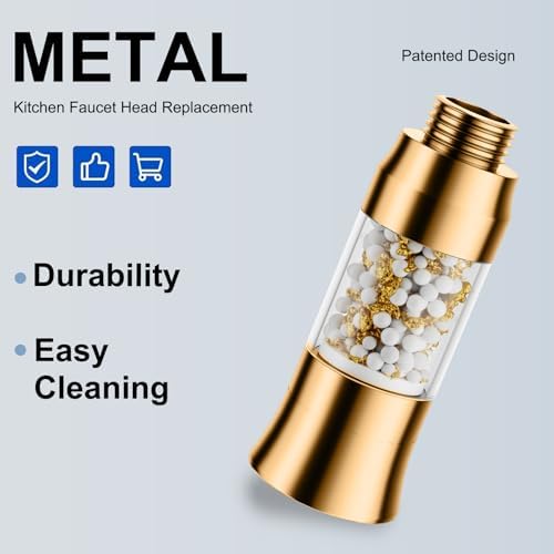 Metal Kitchen Faucet Head Replacement with Filter - Pull Down Spray Head Water Filter for Sink - 2 Modes Sink Sprayer Replacement with 12 Nozzle Adapters - Anti-clogging Design - Image 2