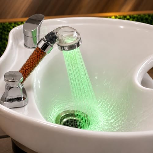 Socila LED Sprayer Head Color Changing for Shampoo bowl, Salon Shampoo Bowl Spray Head High Pressure, auto color-changing, Filter By Stones For Dry & frizz Hair by ssocila