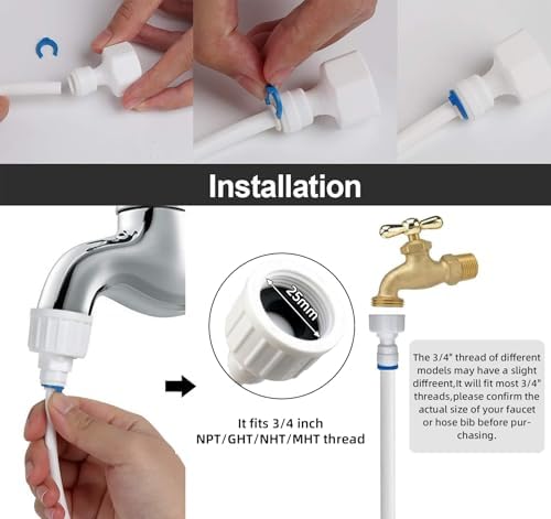 Refrigerator Water Line Kit, 49.2 Ft Extra Long Fridge Ice Maker Water Line Kit, 1/4” O.D.Leak-Proof & Long Lifetime Water Tubing Hose & Connect for Fridge Ice Maker RO Systems Water Filter Faucet - Image 6
