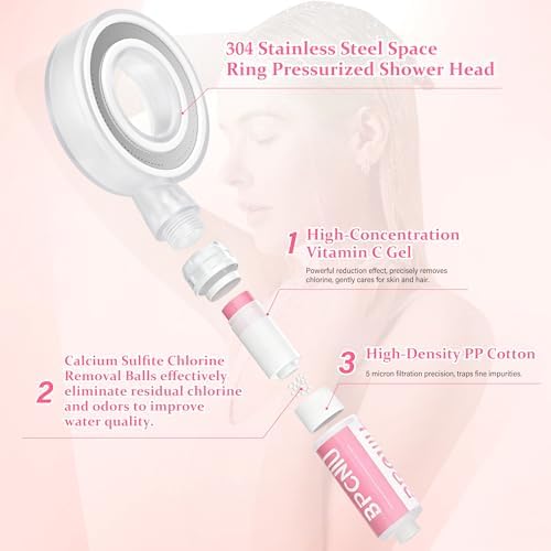 Aromatherapy Shower Head with Handheld – Filtered High Pressure Spa Shower for Softer Skin & Hair, Hard Water Filter with Woody Cedar Scent(rose) - Image 2