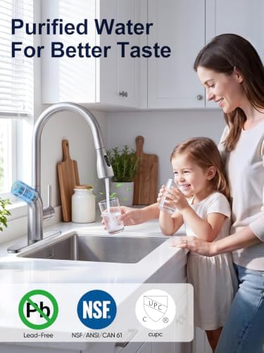 Cobbe Kitchen Faucet with Water Filter, Pull Down Sprayer, Brushed Nickel Stainless Steel Kitchen Sink Faucet with Built-in Filter for Drinking Water, Reduces Chlorine & Lead, NSF Certified - Image 2