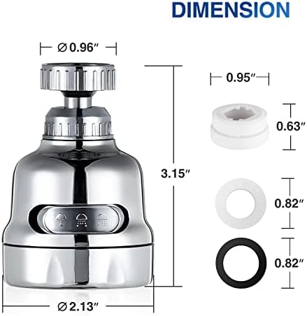 Faucet Sprayer Attachment, 360 Degree Rotating Faucet Aerator Accessories, 3 Mode Adjustable Kitchen Sink Tap Head Water Saving Extend Nozzle Chrome Plated,(Pack of 2) - Image 3