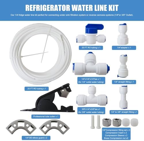 2025 Upgraded 1/4 Water Line kit for Connecting Under Sink System Reverse osmosis systems (1/4"or 3/8" Outlet), for Drinking Water Filter Faucet Refrigerator ice maker Water Dispenser - Image 3