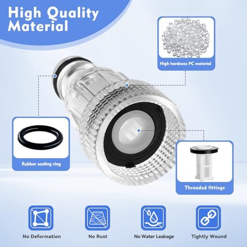 5Pcs Pressure Washer Water Inlet Filter Replacement, 3/4" Thread Quick Connector Car Washing Machine Water Filters for PW909103K Garden Hose Adapter - Image 5