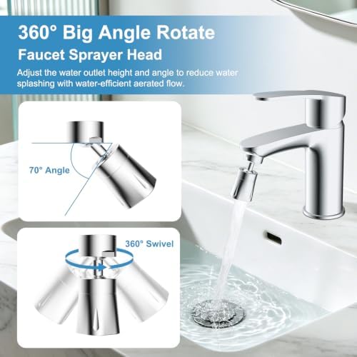 Faucet Aerator 4 Modes, 360° Swivel Faucet Sprayer Head Attachment, Chrome - Image 3