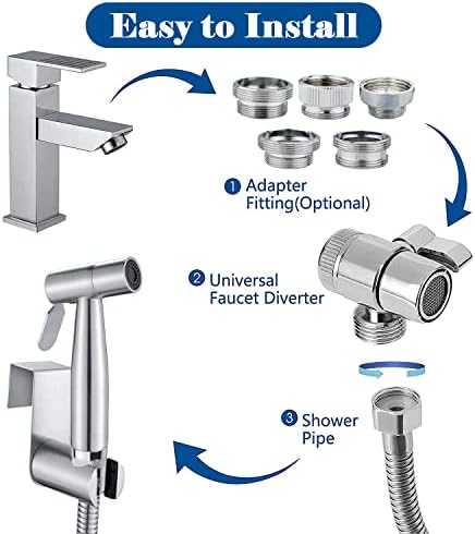 Sink Sprayer Hose Attachment for Faucet, Faucet Head Replacement with 5 Adapters, 59" Hose and Holder - for Feminine Hygiene, Baby Diaper Cleaning & Pet Bathing - Image 4