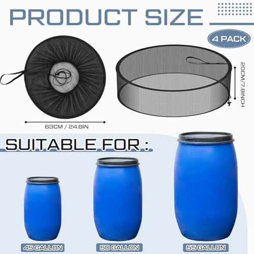 SATINIOR 4 Pcs 24.8 Inch Pop-up Rain Barrel Mesh Cover - Image 2