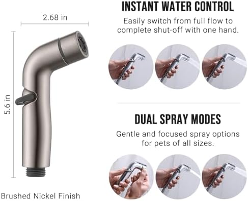 G-Promise 2 Mode Dog Shower Attachment with Extra Long Hose Adhesive Mount - Image 2
