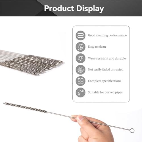 12 Inch Pipe Cleaning Brush Set with Stainless Steel Bristles, Steel Wire Tube Brush Kit for Auto Parts Polishing, Machining, Bottles, Tubes, Etc.（8mm-20pcs） - Image 3