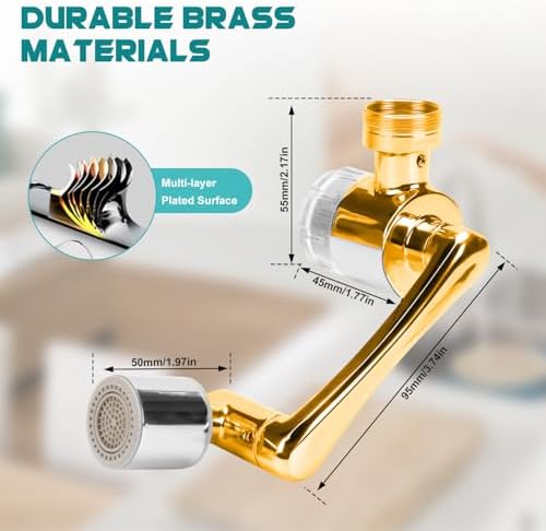 1080° Rotating Faucet Extender & Water Filter, 2-Spray Mode Aerator with Robotic Arm, Universal 3-Size Fit, Removes Chlorine & Impurities for Skin Care & Kitchen - Image 5