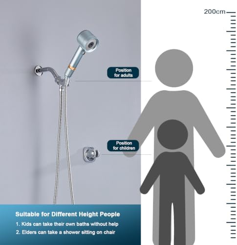 Shower Head with Handheld, High Pressure Shower Head with Pause Switch 4 Spray Modes Filter Showerhead with 79 in Hose, Adhesive Wall Mount, Bracket and Replace Filter (Blue) - Image 5