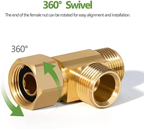 Lead-Free Brass 2 PCS 3/8 x 1/4" Angle Stop Add-A-Tee Compression Tee Valve - Image 5
