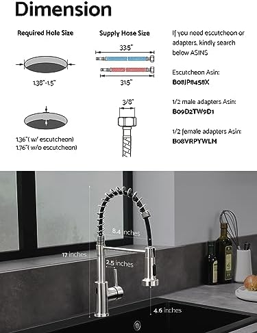 WEWE Touchless Kitchen Faucet, 2-Mode Sprayer, Brushed Nickel, Pull-Down - Image 6
