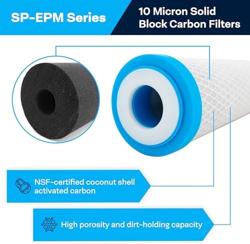 SpiroPure SP-EPM-20 20x2.5 Carbon Block Water Filter EPM-20 CB-25-2010, 6PK - Image 2