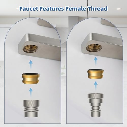 2PCS Portable Dishwasher Faucet Adapter, Metal Made, Brushed Nickel - Image 6