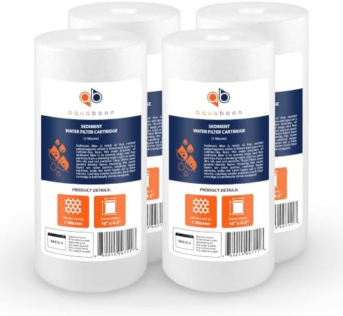 Aquaboon Whole House 1 Micron Water Filter 10 x 4.5 Against Sediment 4-Pack by Aquaboon
