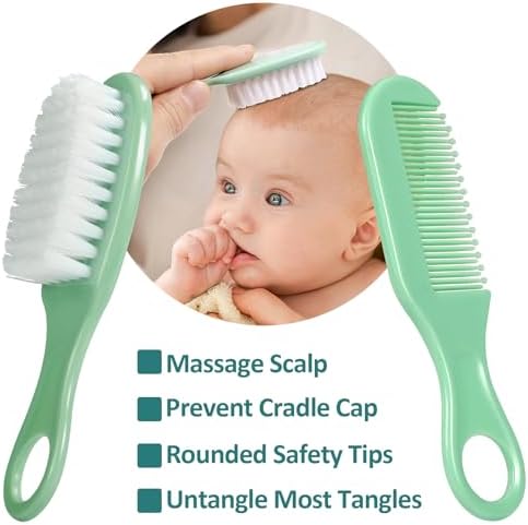 Baby Grooming Kit, Infant Safety Care Set with Hair Brush Comb Nail Clipper Nasal Aspirator,Baby Essentials Kit for Newborn Girls Boys (Green) - Image 2