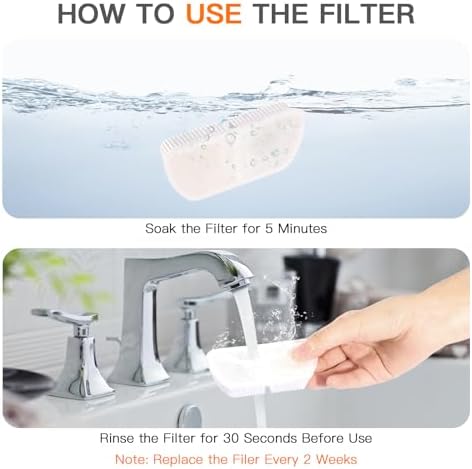 Cat Water Fountain Filters for 84oz/2.5L Petilog Pet Water Dispenser Fountain (4 Filters& 4Sponges) - Image 6
