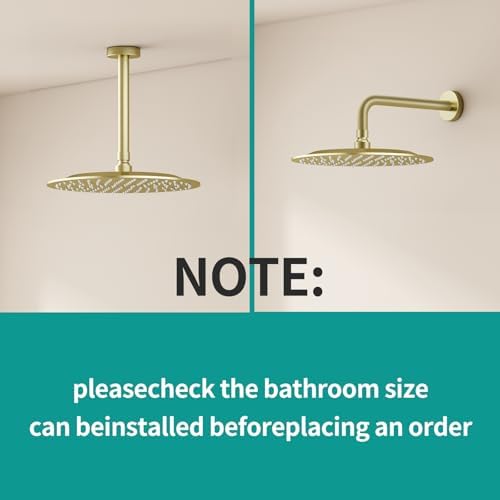 All Metal 10Inch Rain Shower Head - Heavy Duty Stainless Steel, Easy Install, High Water Flow, Ultra-Thin Modern Design for Bathroom (Brushed Gold) - Image 3