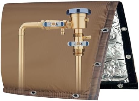 Backflow Preventer Insulated Cover (5˚F) Thick 6-Layer Fabric Pipe Insulation Cover (UV Coated) Winter Freeze Protection,for Water Well Pump Covers and Sprinkler Valve Covers (30" W X 24" H) by Yehchi