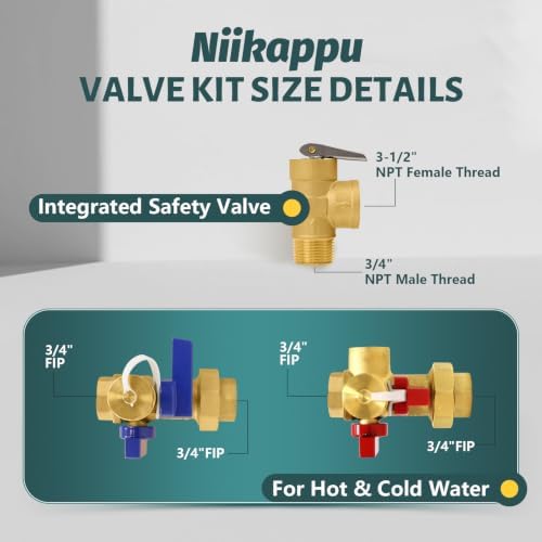 1 Set Niikappu Tankless Water Heater Service Valve Kit-FIPxFIP(TOOL028-1) - Image 2