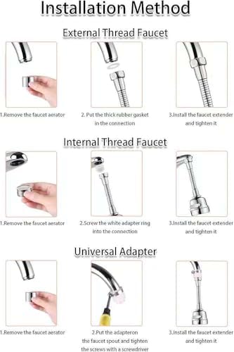 Kitchen Faucet Sprayer Attachment, Movable Faucet Extender for Kitchen Sink, 360° Rotatable Faucet Outlet Nozzle Sink Faucet Head Anti-Splash Faucet Adapter for Kitchen Sink - Image 3