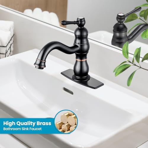 gotonovo Bathroom Faucet 1 Hole Vintage,Oil Rubbed Bronze,7.1” Spout Reach - Image 2