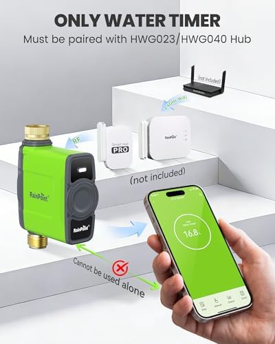 RAINPOINT WiFi Water Timer for Garden Hose, WiFi Sprinkler Controller, Smart Hose Timer Valve, Automatic Drip Irrigation System/Rain Delay for Garden/Lawn/Yard (Brass Inlet & Outlet, No Gateway) - Image 2