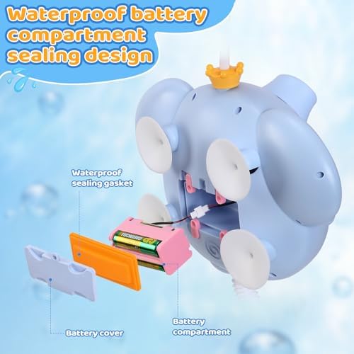 Bath Toys Light Up Baby Bath Toys for Kids Ages 1-3 4-8 Bath Bubble Machine 2 in 1 with Baby Shower Head Toddler Bath Toys with Colourful RGB Light - Image 5