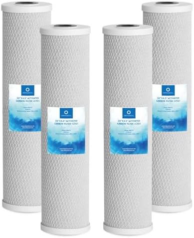 Airthereal 20" x 4.5" Whole House Sediment Activated Carbon Water Filter, 5 Micron 20-inch CTO Water Filter Replacement Cartridge for City and Well Water, 4-Pack by Airthereal