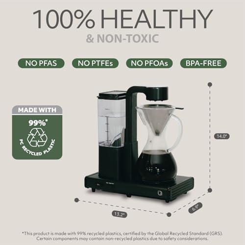 WILLOW 8 Cup (42 oz) Pour Over Coffee Maker - Automatic Drip Coffee Maker & Coffee Machine, Glass Carafe, Reusable Metal Filter, Hot & Iced Brew, Auto Shut-Off, Eco Brewer with 99% Recycled Materials - Image 6