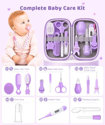 YASEW Baby Grooming Kit, Storage Bag, Newborn Essentials, Gift Ready Purple - Image 2