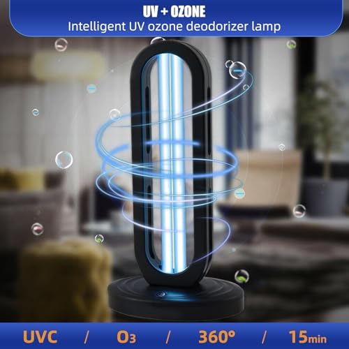 Ultraviolet Germicidal Lamp 110V, 38W Ozone UV Light Sanitizer for Whole Room, Three-Step Timing Remote Control, Blue Light for Home/Office/School - Image 3