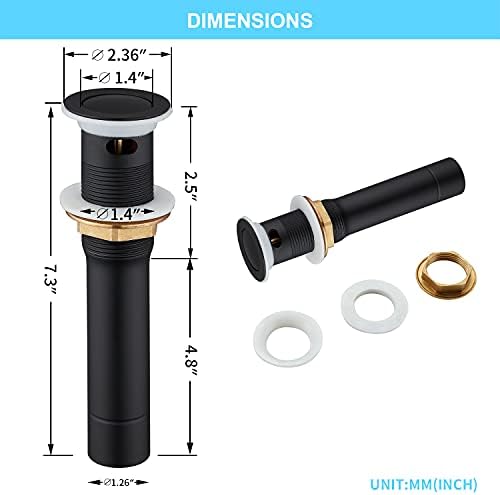 CREA Bathroom Sink Drain, Bathroom Sink Stopper with Drain Hair Catcher Pop Up Drain 1 1/2" for Bathroom Vanity Kitchen Sink with Overflow, Matte Black - Image 6