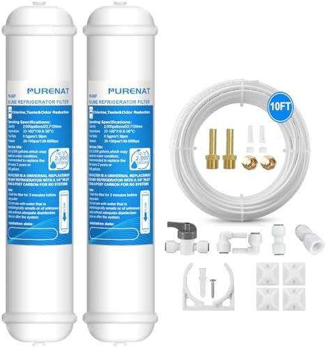 Inline Water Filter - With Fittings for Refrigerator & Ice Maker(2 Pack) by PURENATTUBINGANDFITTINGS