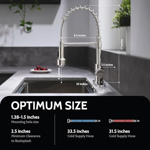 WEWE LED Kitchen Faucet, 2-Mode Sprayer, Brushed Nickel, Pull-Down - Image 6