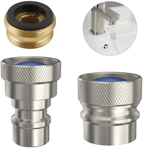 2 PCS Metal Portable Dishwasher Faucet Adapter with Aerator, Brushed Nickel by iFealClear