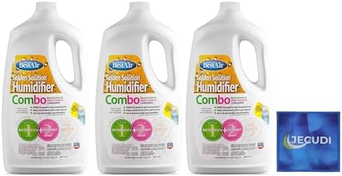 Bacteriostatic Humidifier Water Treatment– Extend Filter Life Eliminate Odors & Prevent Bacterial Growth – Compatible with All Cool Mist & Warm Mist Humidifiers – 64 oz Easy Pour Bottle (3 pack) by JECUDI