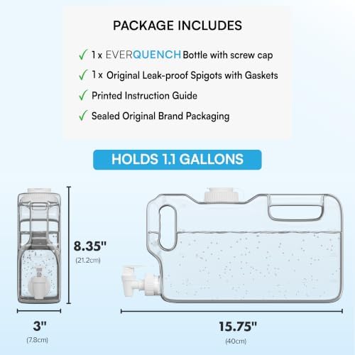 Refrigerator Water Dispenser 1.1 Gallon Bottle with Leak Proof Spigot - Image 2
