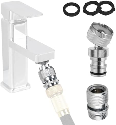 Hibbent 3/4" Swivel Quick Connect Faucet to Garden Hose Adapter, Chrome by Hibbent
